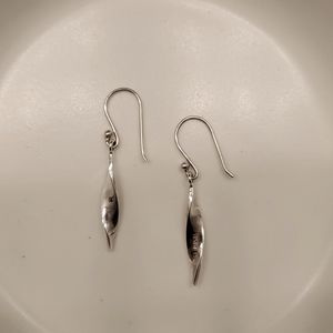 Italian Noodle Sterling Silver Dangle Earrings, 1" 3/4
